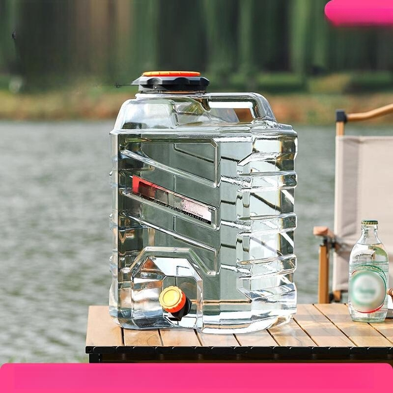 캠핑용 대형물통 투명 생수통 생수 말통 수도꼭지 긴형 5L 공기밸브 - 상품 이미지