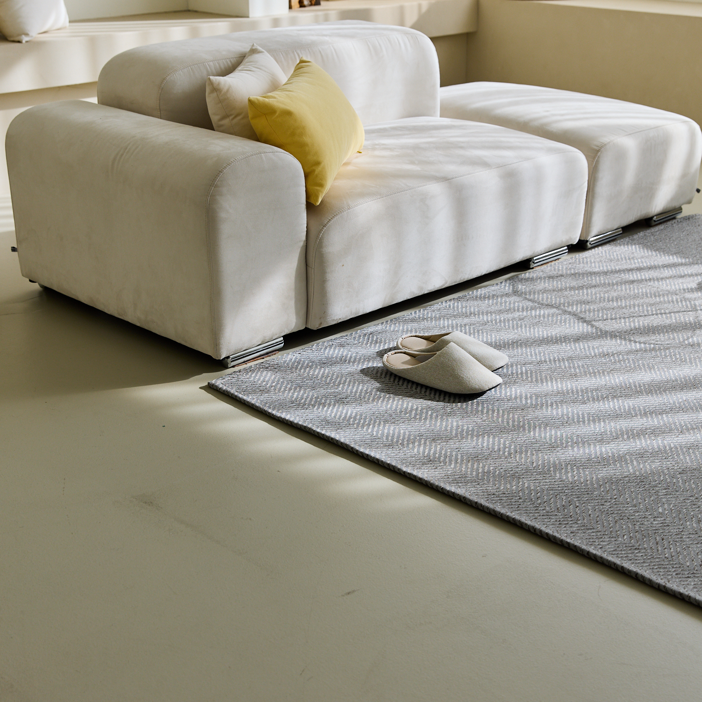 네추럴 방수러그 사이잘룩 대형 거실 식탁 카페트 헤링본그레이, 사각형 100x150