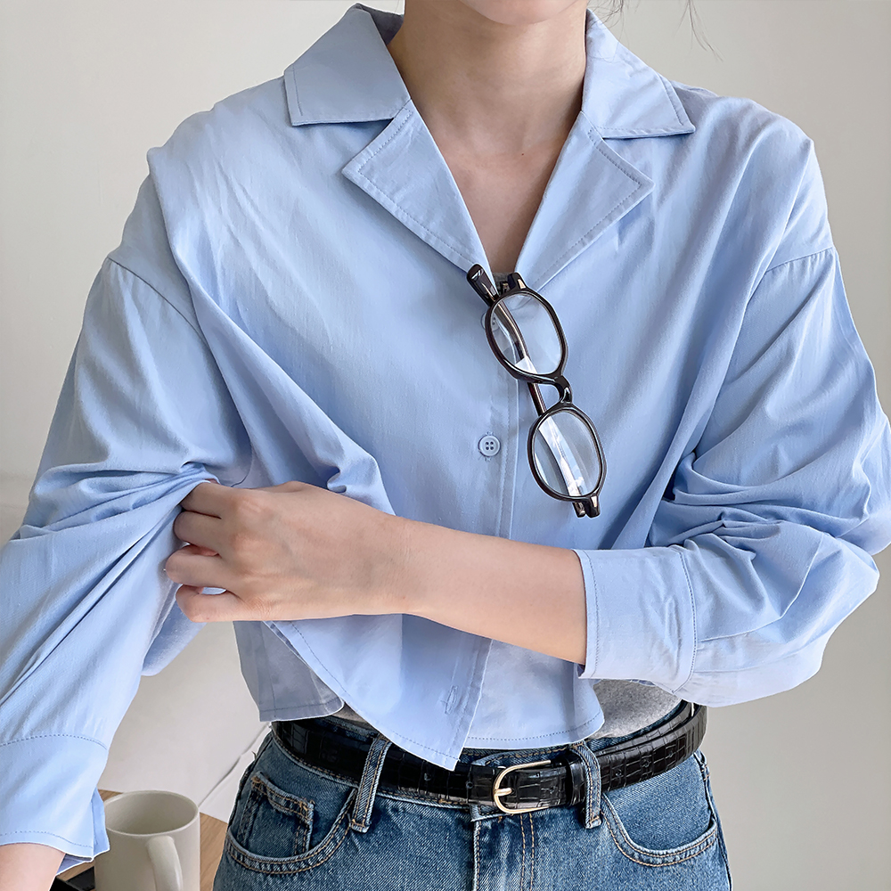 크롭블라우스 루즈핏셔츠 가을남방 자켓형블라우스 - 상세 이미지 3