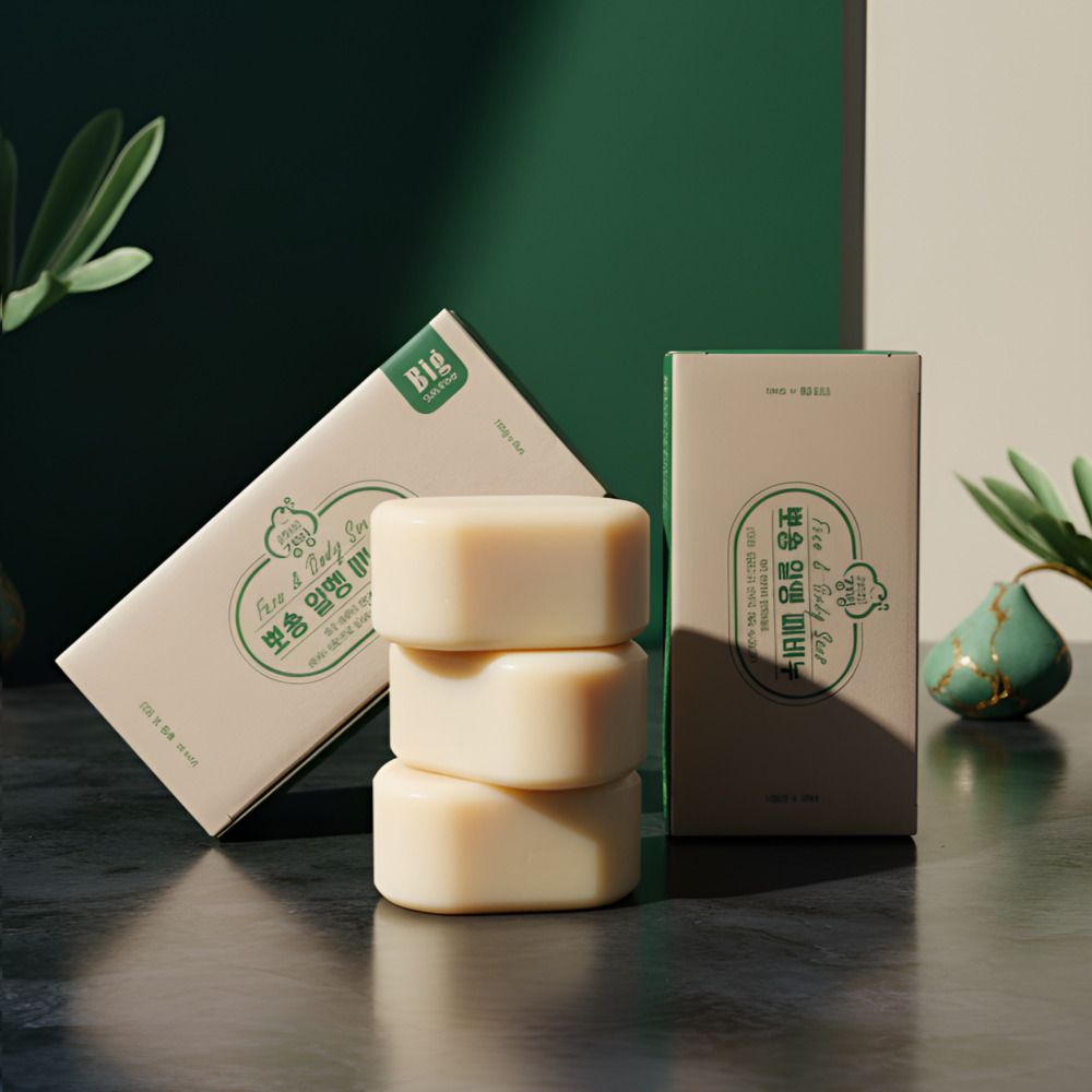 강청 뽀송 알맹 때비누180g 3개입 - 메인 이미지