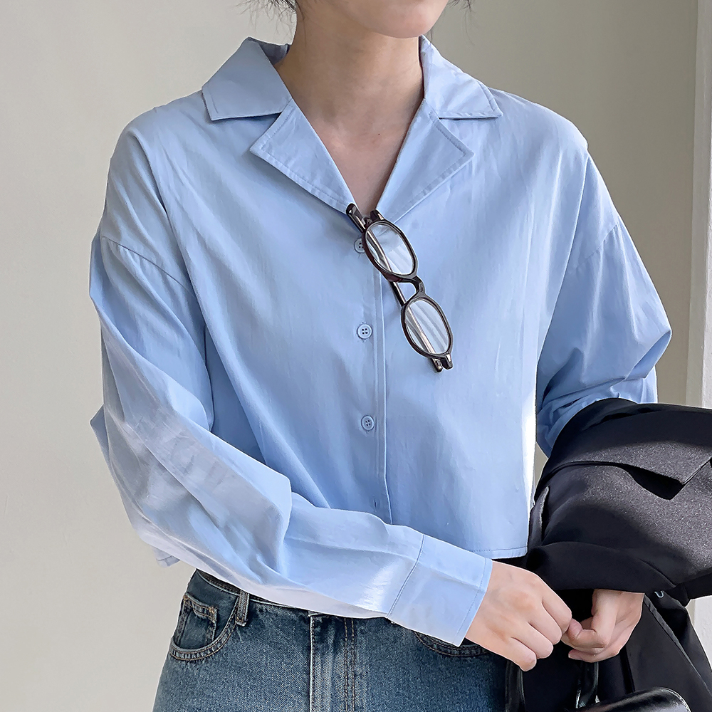 크롭블라우스 루즈핏셔츠 가을남방 자켓형블라우스 - 상세 이미지 5