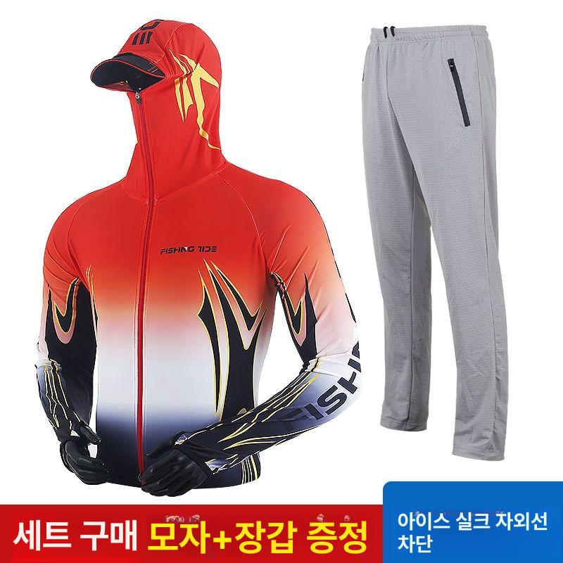 아이스쿨 여름 낚시복 갯바위 팬츠 긴팔티셔츠 하의 시즌 선상 일상복 근무복 8024 화이트 상의+블랙 팬츠 S 50kg 이하 - 상세 이미지 4