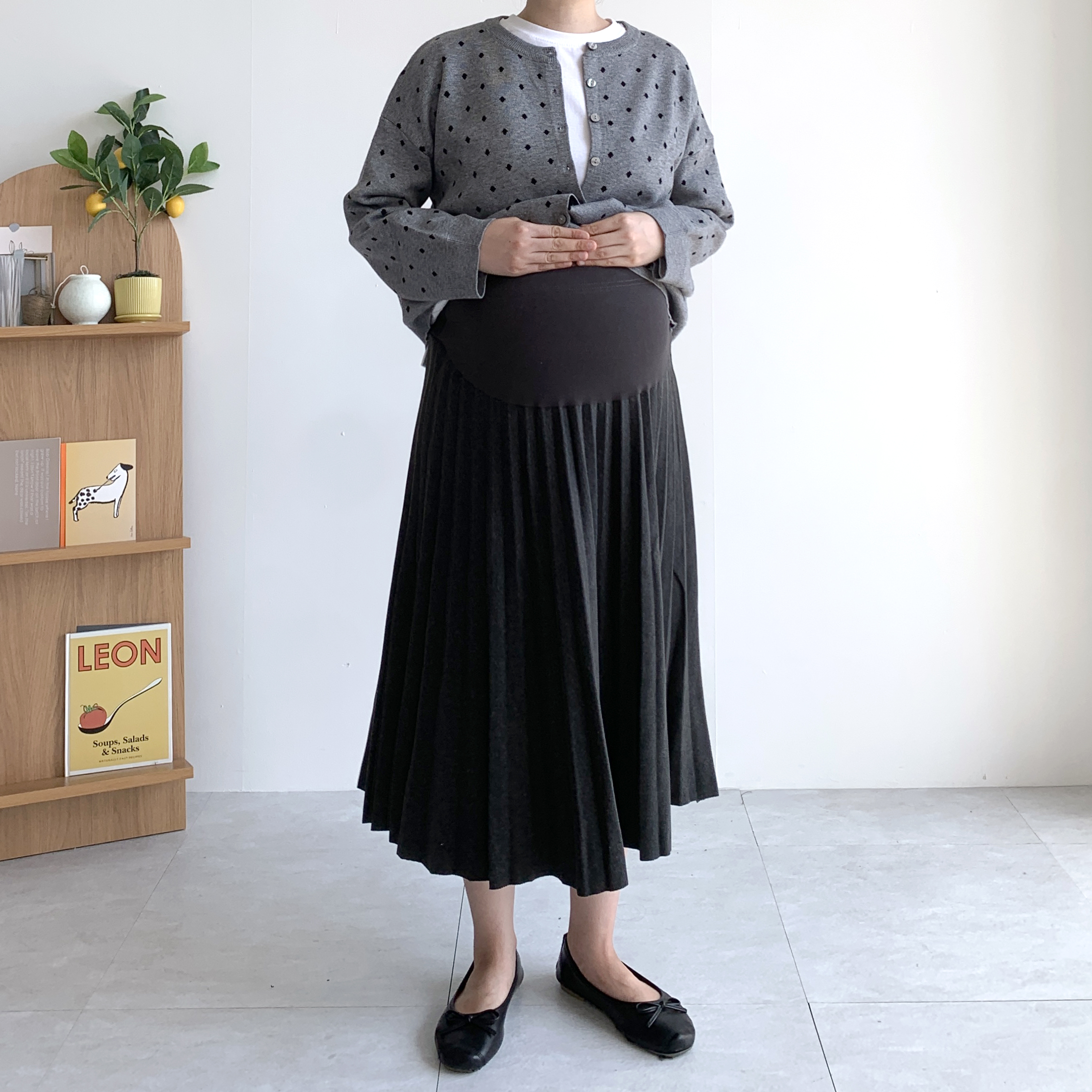 모직 주름 플리츠 임산부치마 임산부스커트 이미지 6