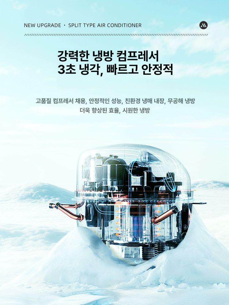 실외기 분리형 배열관 캠핑에어컨 캠핑용 화물차 리모컨 차량용 야외용 일체형 냉방기 1m 220V노브리모컨 - 상세 이미지 2