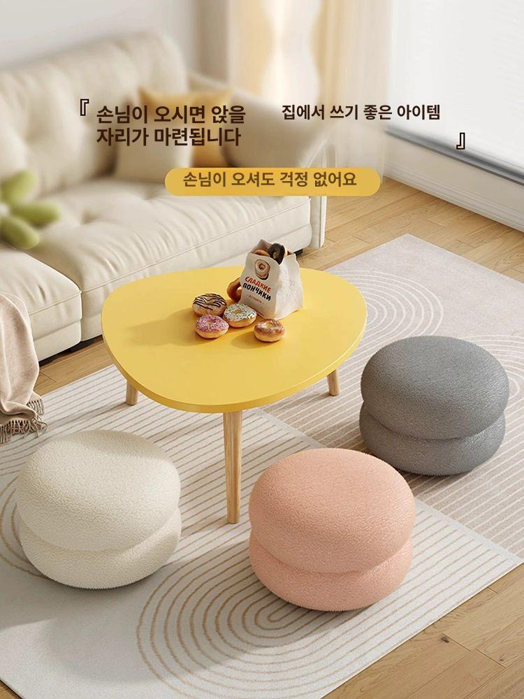 뽀글이 양털 의자 원형 스툴 인테리어 다용도 체어 메이크업 화장대의자 화이트 2단 35cm - 상세 이미지 2