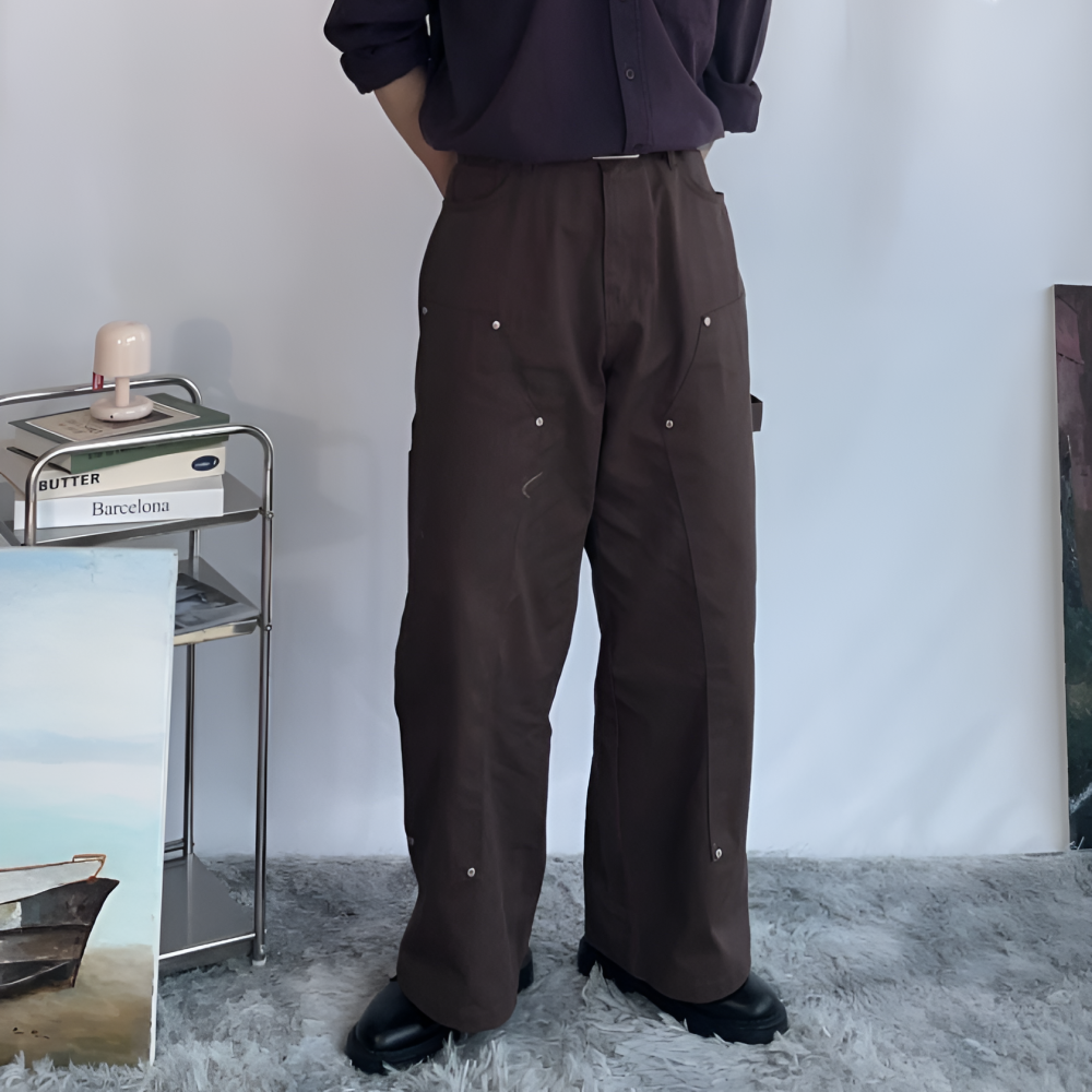 아메카지 카펜더팬츠 더블니팬츠 남자 면바지 사계절 워크웨어 이미지 6