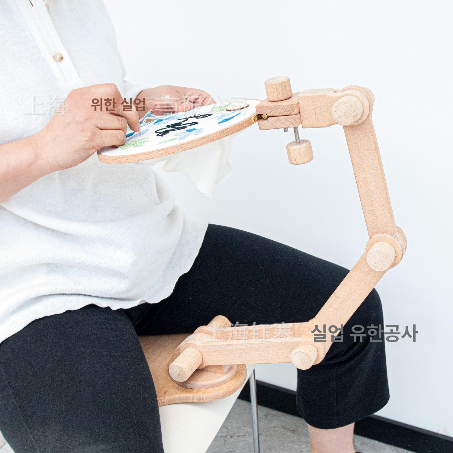 프랑스 자수틀 작업대 고정 DIY 프레임 접이식 회전 4단 직사각형 바닥판 자수대 흡침 포함 - 상세 이미지 3