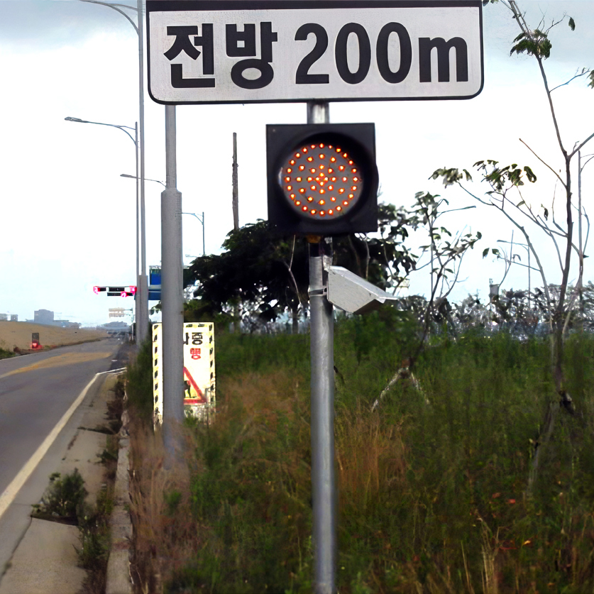 국산 태양열 LED 경고등 건설현장 태양광 안전 유도등 도로 교통 주의 위험 점멸 24시간 - 상세 이미지 3