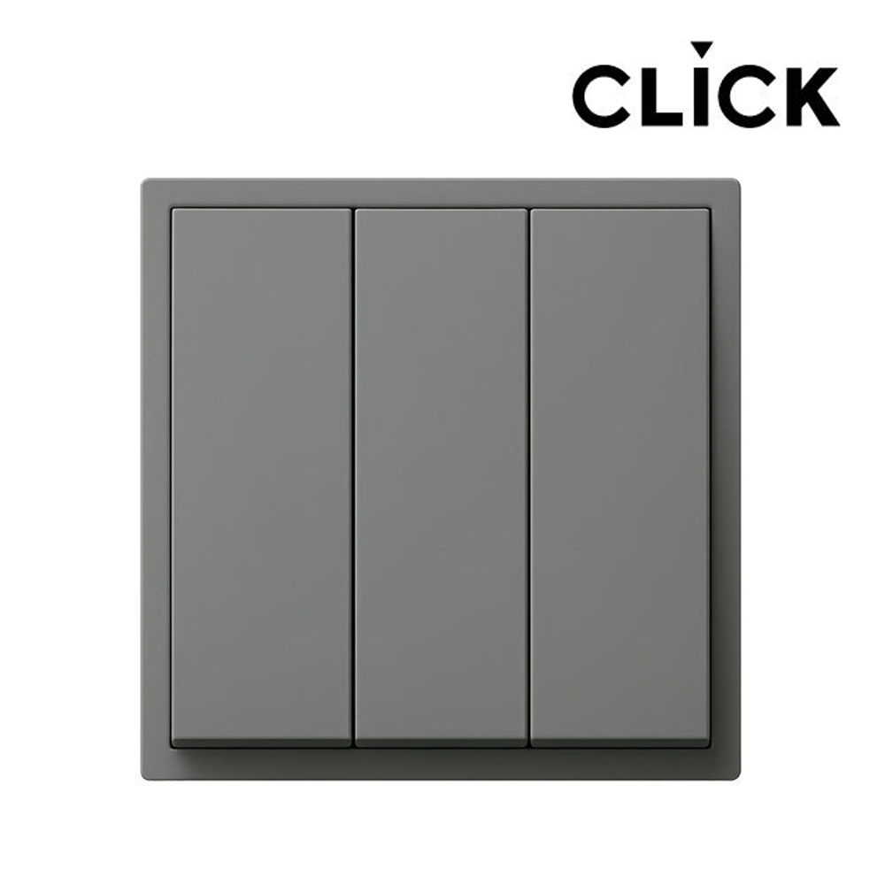 클릭 스위치 유럽형 정사각 전등스위치 라이트그레이 3구 스위치 단로 플라스틱박스 - 상품 이미지