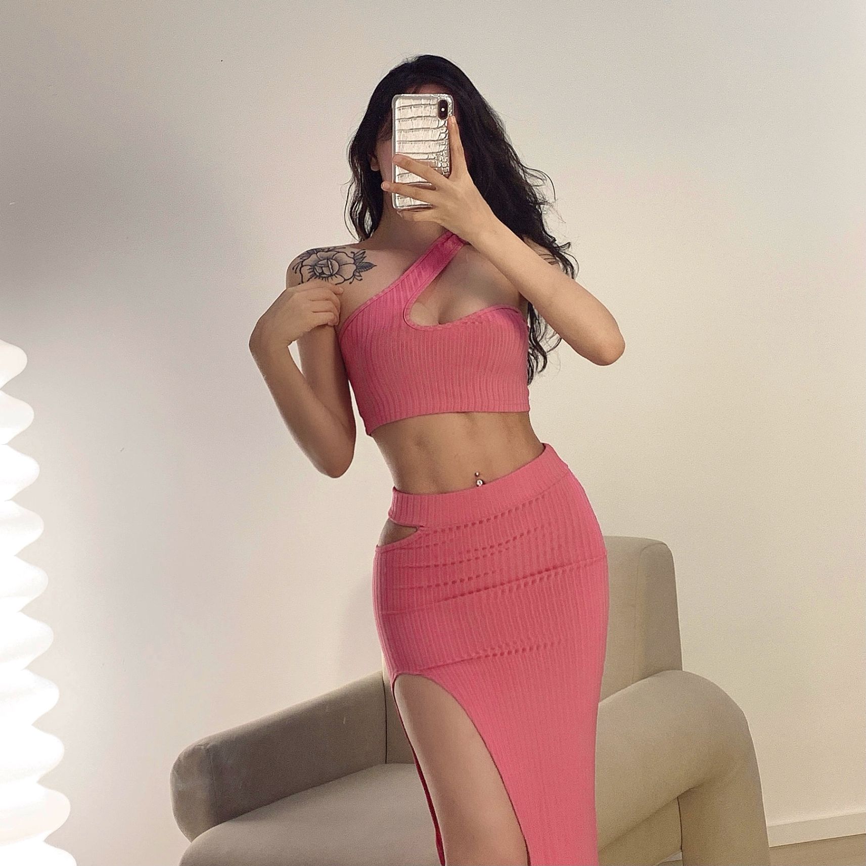 여자 바디프로필 의상 긴팔 골지 바디슈트 촬영 수트 여성바프 하이레그 화보 옆트임 블랙 S - 상세 이미지 2