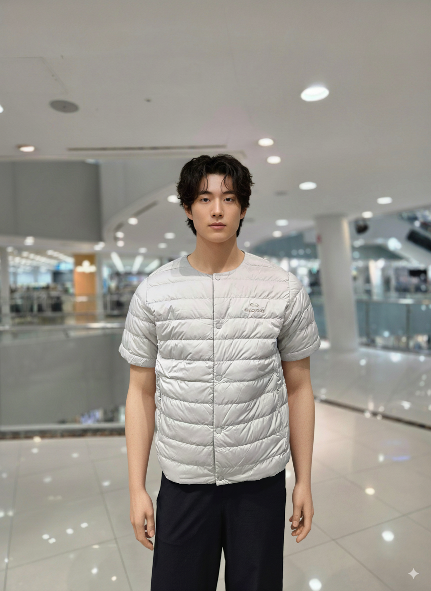 아이더 하프 공용 경량 다운 자켓 겨울 경량패딩 실내외 반팔패딩 UW23547