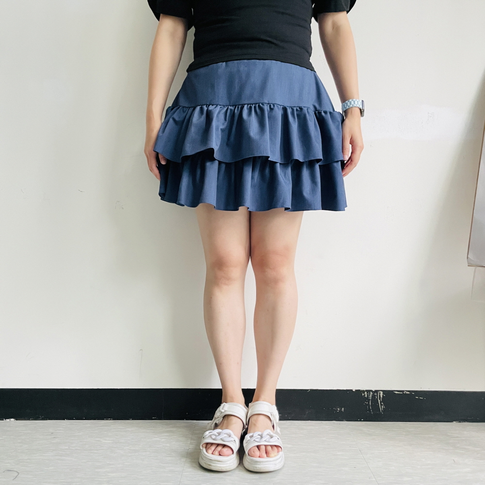 캉캉스커트 데님 블랙 밴딩 A라인 미니 스커트 - 상세 이미지 3