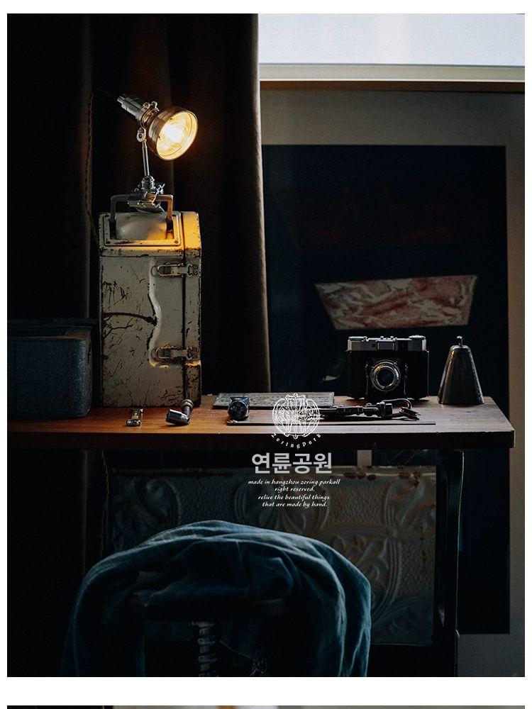 빈티지 집게조명 램프 책상 독서등 무드등 인테리어 롱테일 클립 램프 버튼 스위치 - 상세 이미지 3