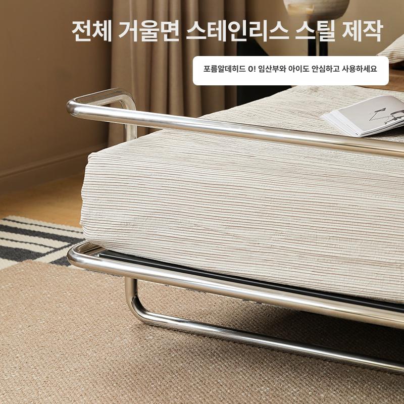 철제침대프레임 모던 메탈 침대프레임 스텐 심플 미러폴리싱스테인리스스틸철제아트패널 1200mmx2000mm - 상세 이미지 3