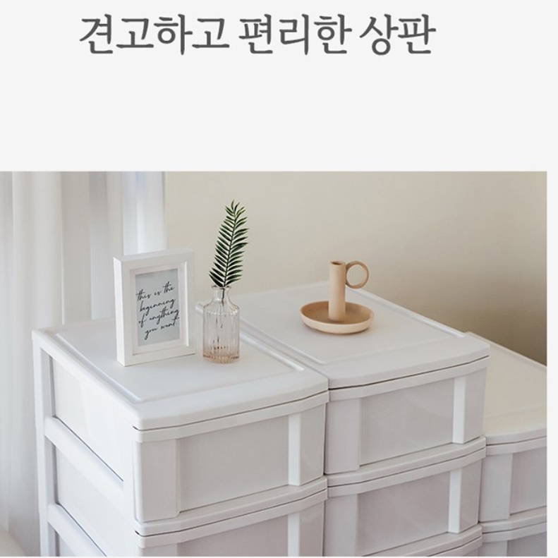 화이트 3단 대형 서랍장 드레스룸 서랍장 바퀴달린서랍장 - 상세 이미지 4