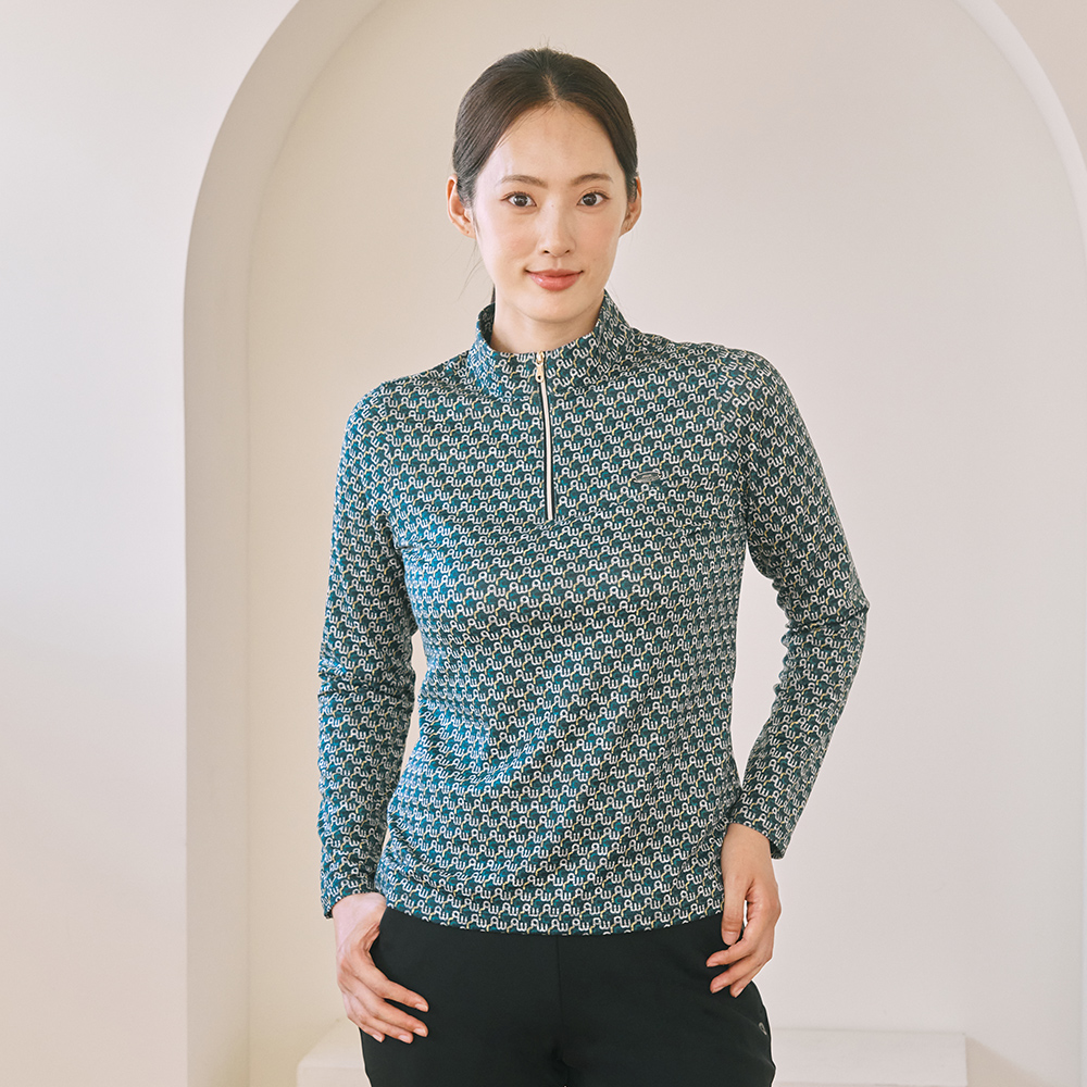 [PWX][A]Q325-3254-55 여성 프린트 집업티셔츠 - 상품 이미지