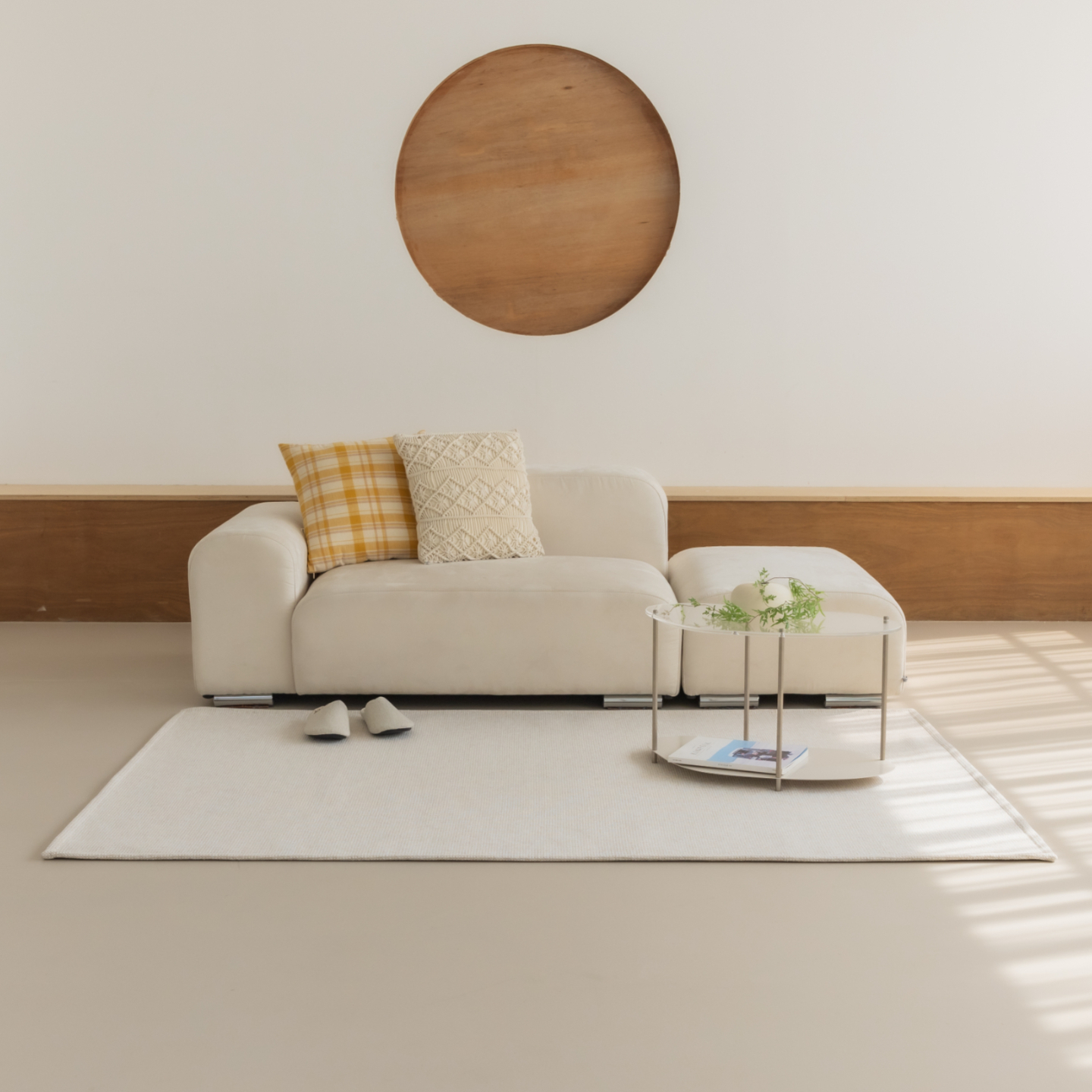 네추럴 방수러그 사이잘룩 대형 거실 식탁 카페트 크림베이지, 사각형 170x230