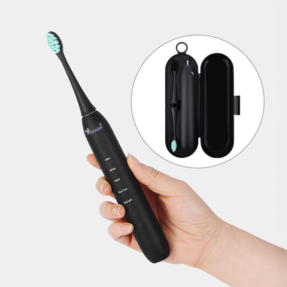 덴탈픽 음파 전동칫솔 DP-9001B 블랙 초보자용 무선 자동 스마트 미세모 진동 칫솔