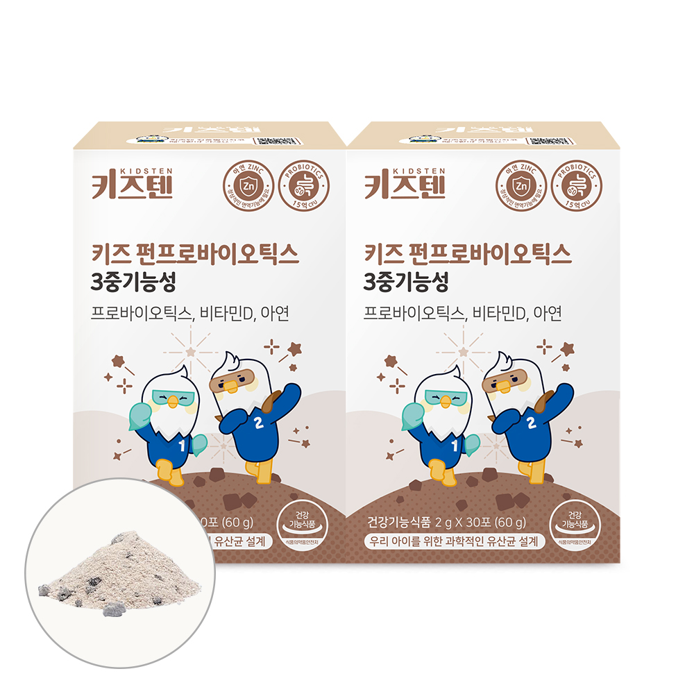 키즈텐 맛있는 크런키 아기 키즈 펀 프로바이오틱스 유산균 영양제 30포, 2개