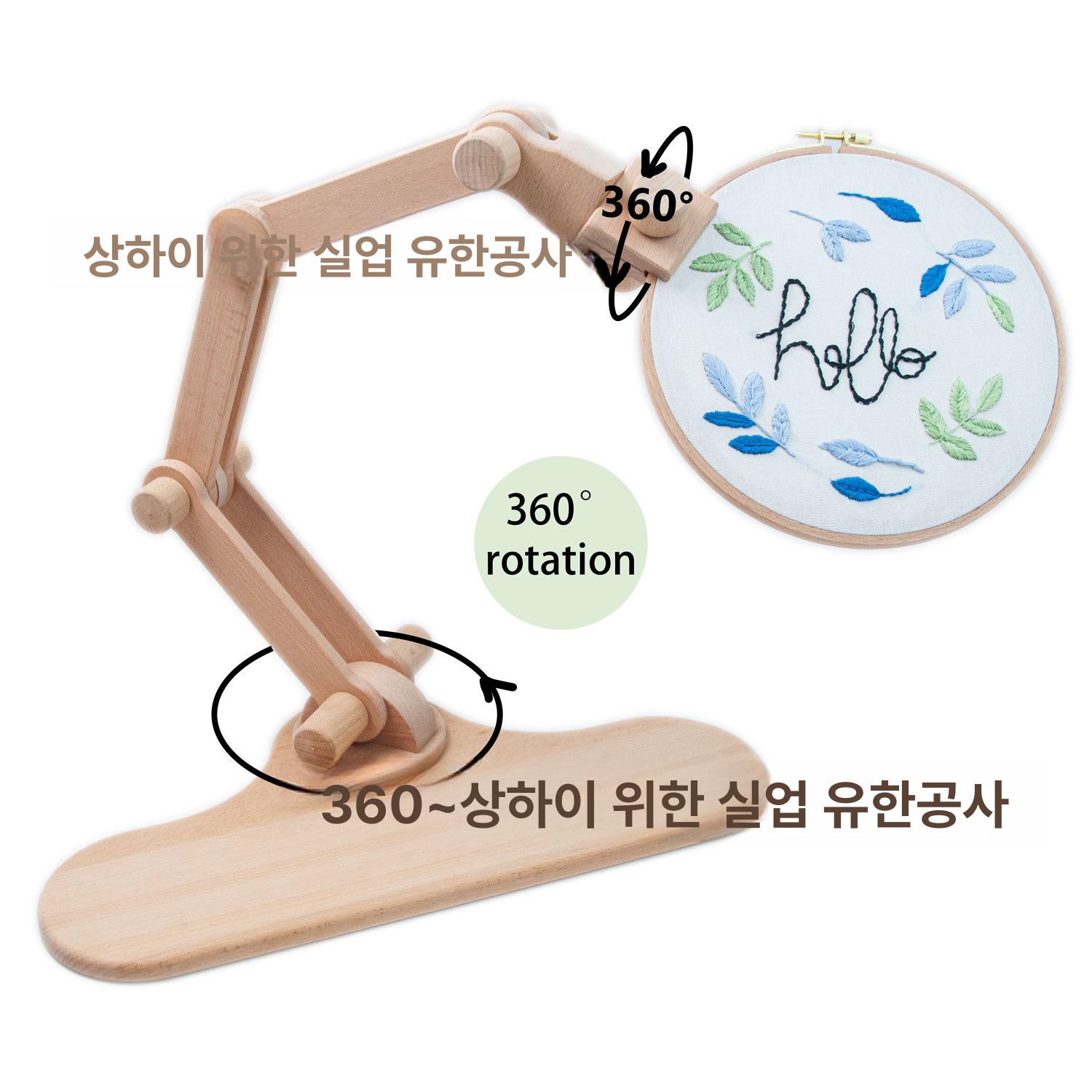 프랑스 자수틀 작업대 고정 DIY 프레임 접이식 회전 4단 직사각형 바닥판 자수대 흡침 포함 - 상세 이미지 2