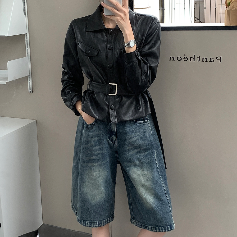 라이더자켓 카라 가을 미디 레이어드 간절기아우터 여자 데이트룩 - 상세 이미지 5