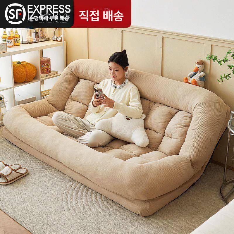 접이식 소파베드 거실 안락 의자 발코니 휴식 쇼파 150x130 특대형 베 코듀로이 기타 - 상세 이미지 2