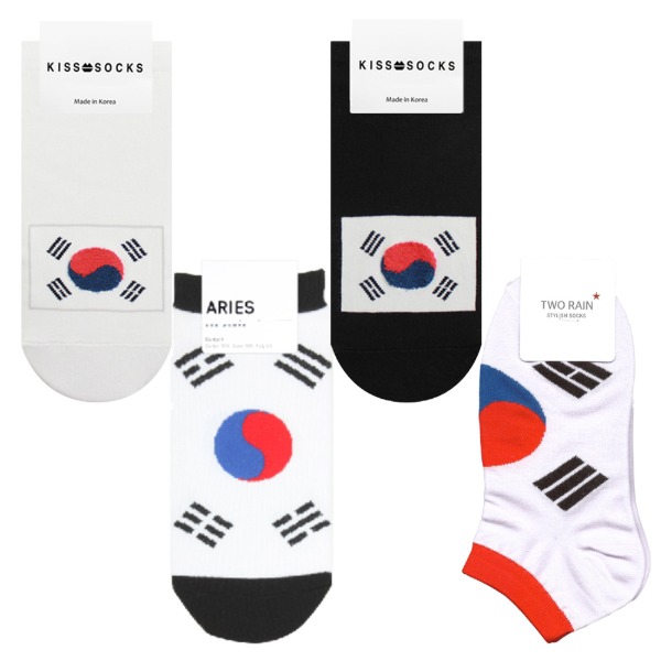 국내생산 여성 주니어 대한민국 태극기 캐릭터 스니커즈 덧신 양말 코리아에디션 외국인 선물 - 상품 이미지