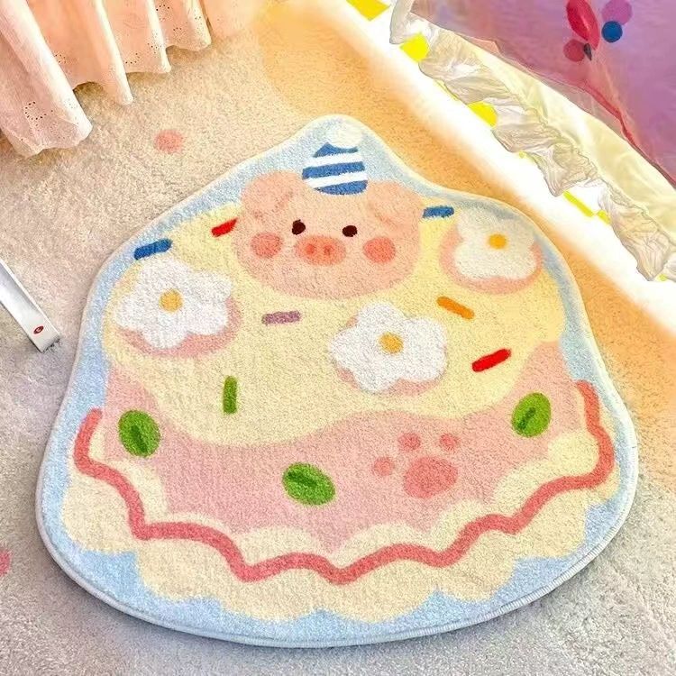 데이지 스마일 카펫 대형 러그 바닥 매트 홈데코 핑크 핑크 빅 이어 독 60cm 얇은크리스털벨벳 - 상세 이미지 3