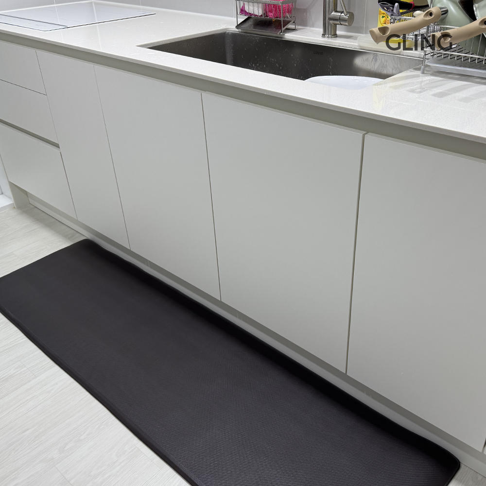 주방매트 PVC 방수 발이편안한 미끄럼 방지 대형 두께1.9cm 그레이 S사이즈