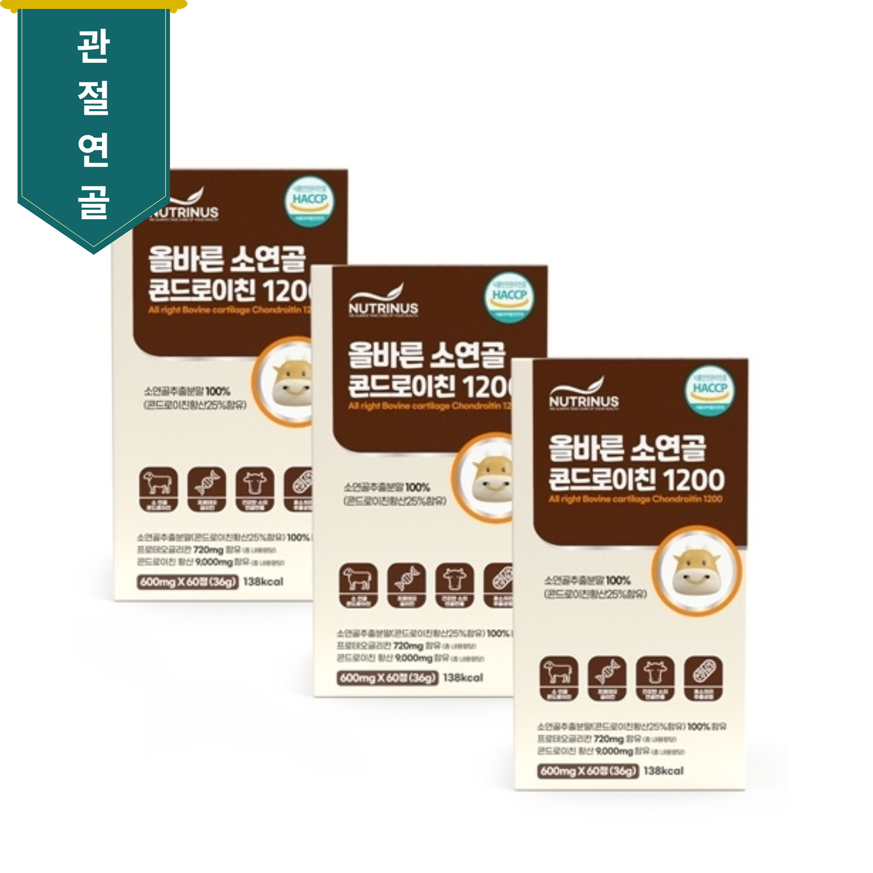 뉴트리너스 올바른 소연골 콘드로이친 1200 600mg x 60정 x 3박스 - 메인 이미지