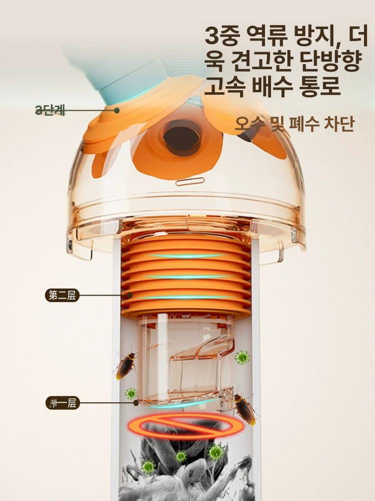 멀티하수구트랩 3구 악취차단막 욕실 배수구트랩 악취방지 역류방지 세면대 하수구트랩 덮개 배수관 바닥배수구 자석 밀봉 1개 - 상세 이미지 2