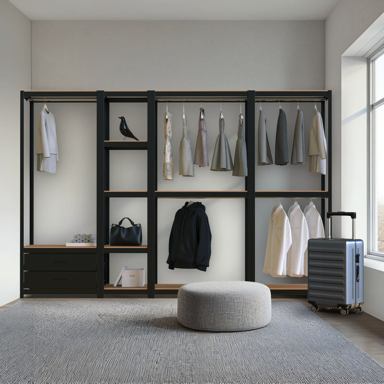 드레스룸 시스템옷장 수납장 서랍 시스템장 행거 옷방 홈던트하우스 코너 2800 C세트