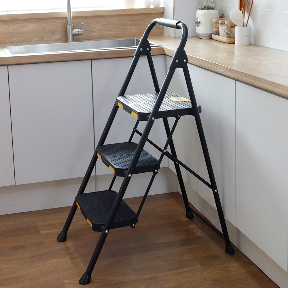 볼로 가정용 접이식 사다리 - 세차 안전 이동식 광폭 발판 계단 3단, 1개 제품 이미지