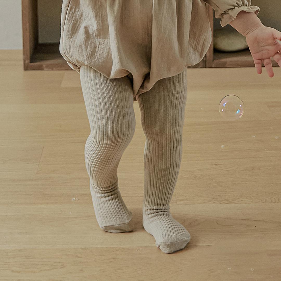 유아 돌잔치 촬영룩 골지 타이즈 베이지 이미지 6
