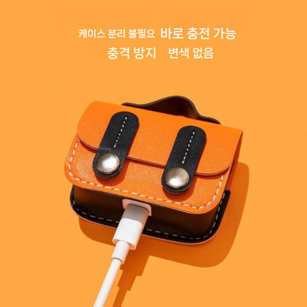 갤럭시 버즈3  FE 프로 케이스 가죽 가방 똑딱이 잠금 커버 - 상세 이미지 4