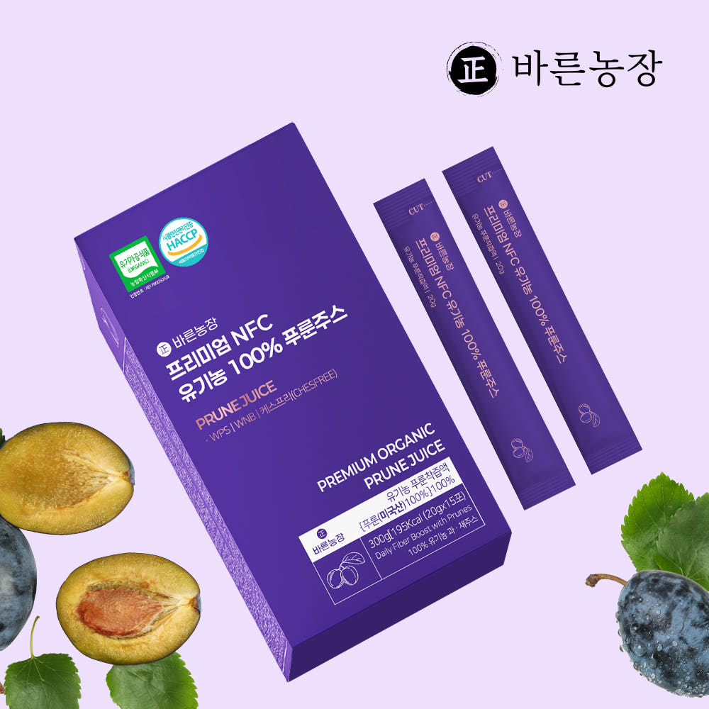 바른농장 유기농 푸룬주스 푸른 프른 임산부 아기 NFC 쥬스 건자두 효과 15포, 4개 이미지 2