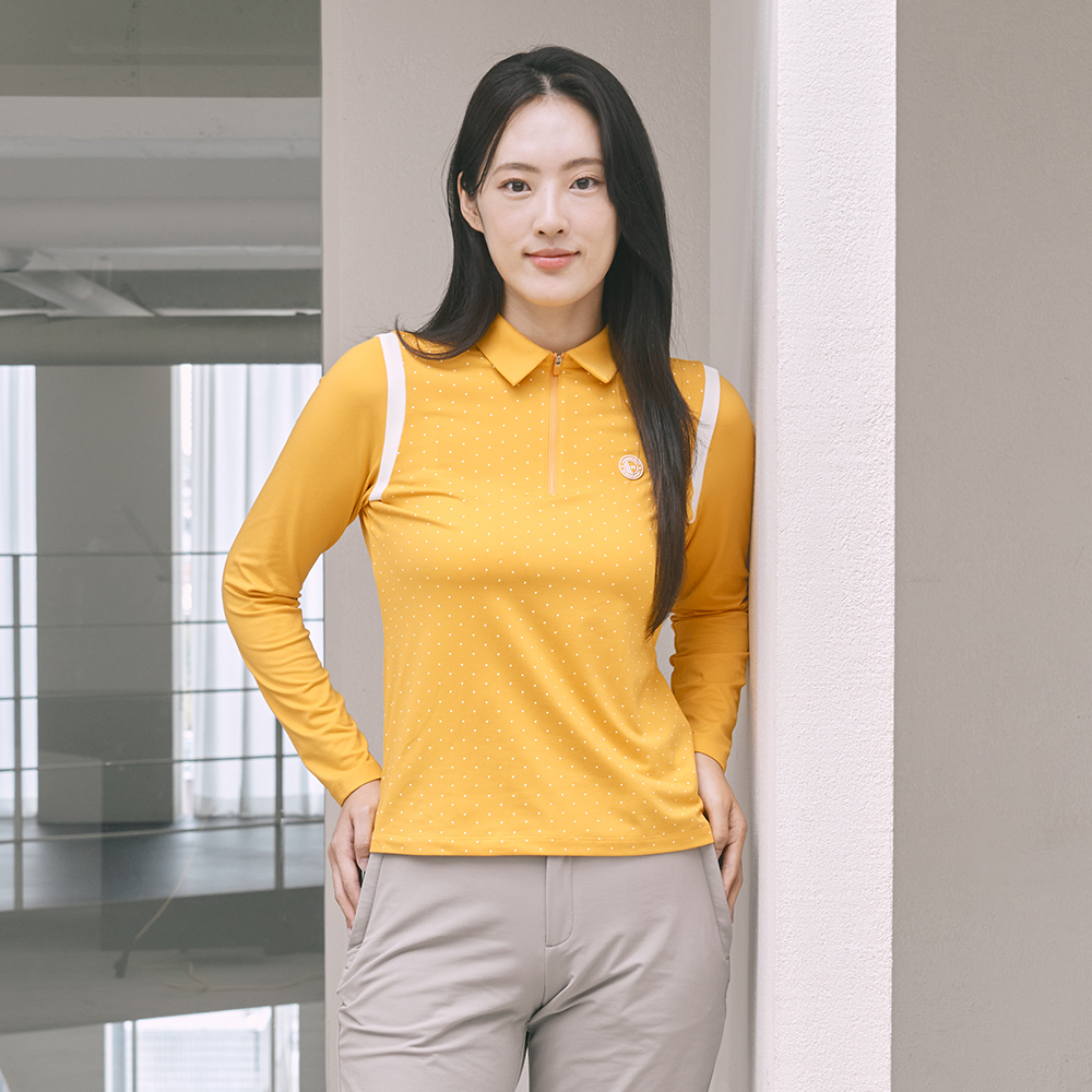 [PWX][A]Q325-3451-52 여성 도트프린트 카라티셔츠 - 상품 이미지
