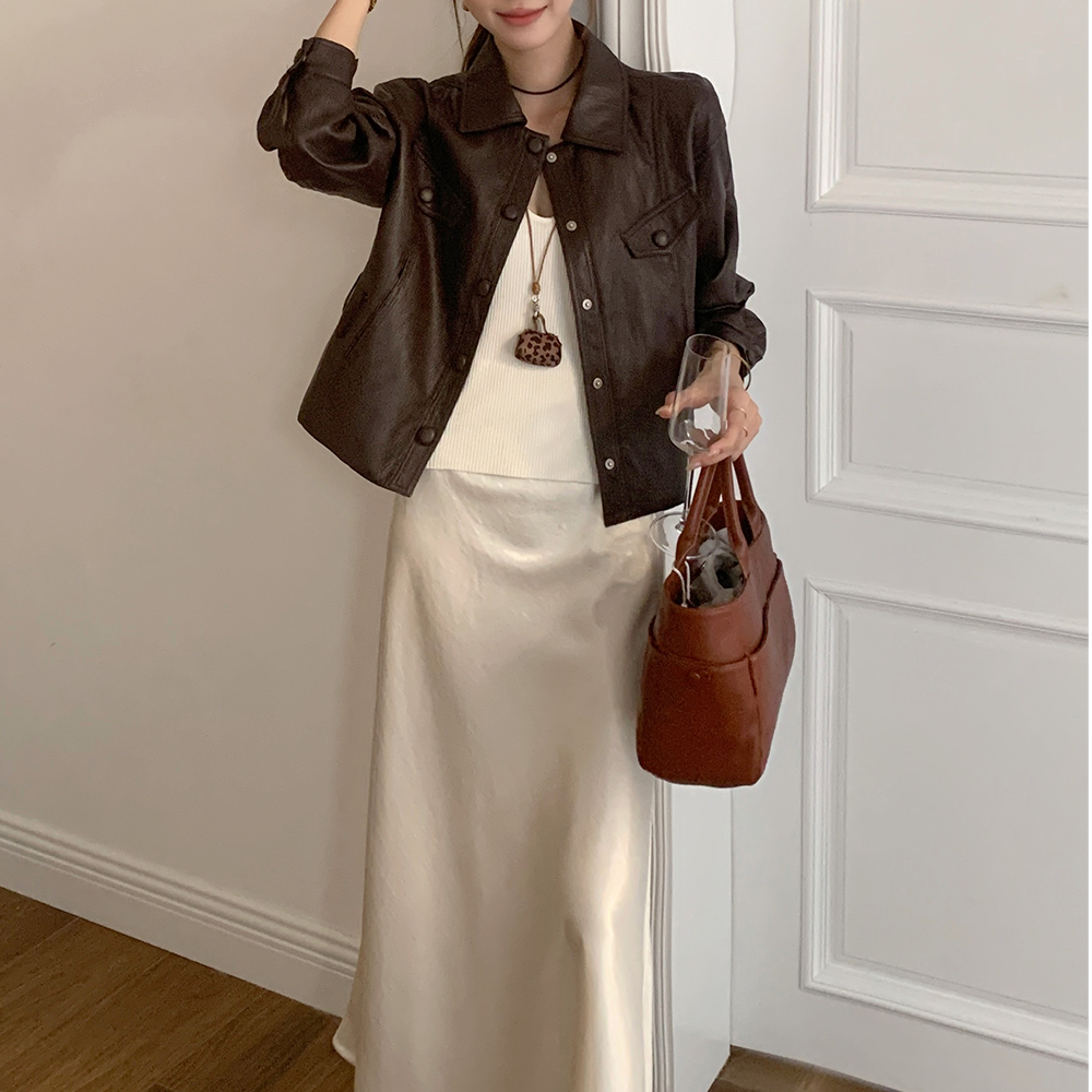 라이더자켓 카라 가을 미디 레이어드 간절기아우터 여자 데이트룩 - 상세 이미지 2