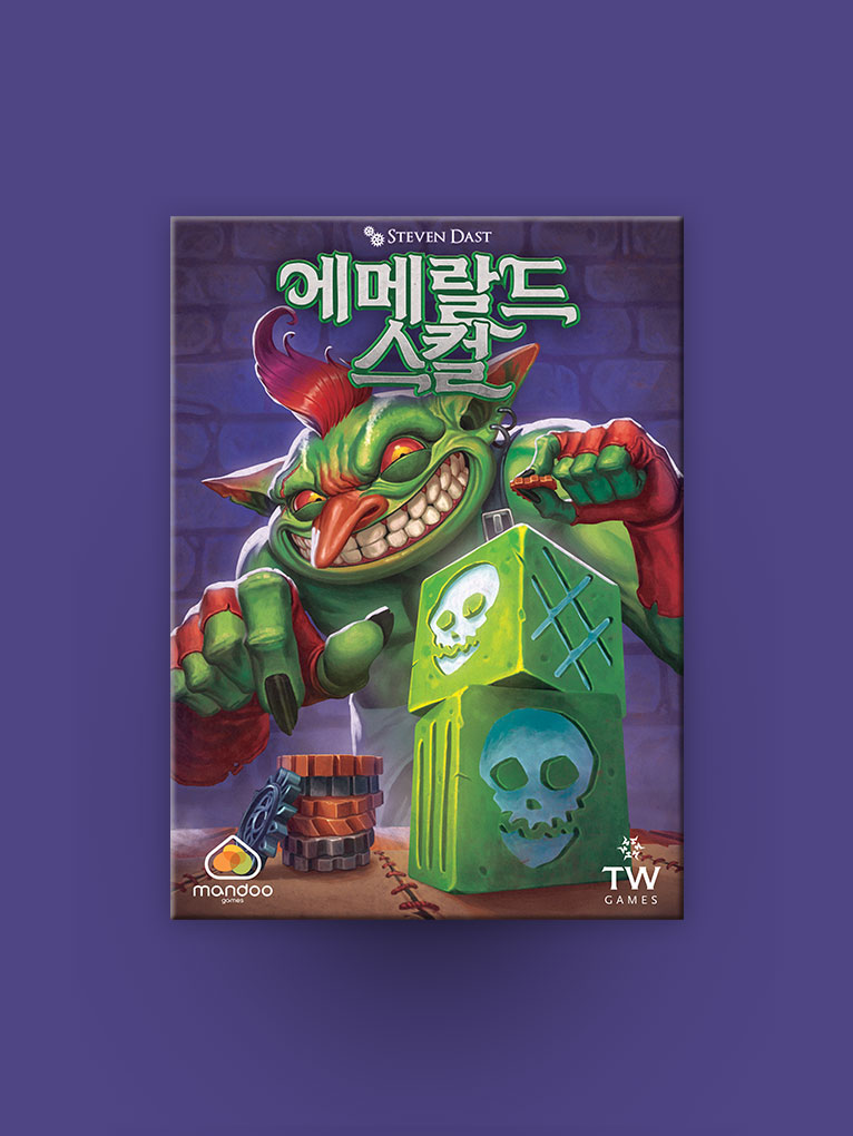 [만두게임즈] 에메랄드 스컬 보드게임 주사위 베팅 메탈코인 가족게임 - 상품 이미지