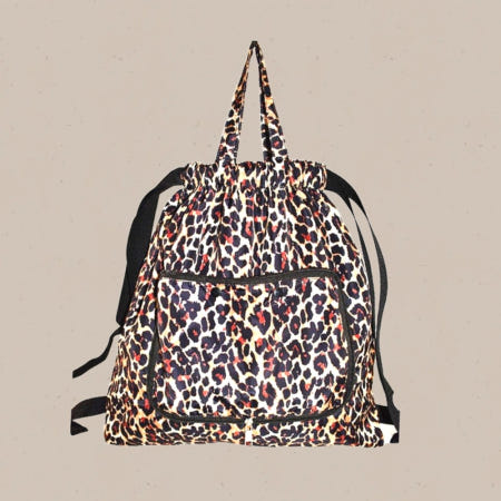 일본수입 접이식 장바구니 시장가방 포켓 쇼핑백 레오파드