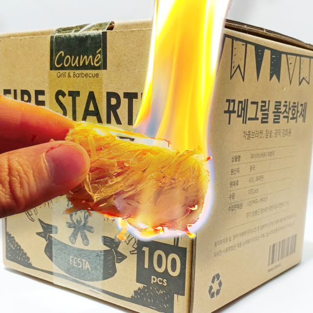 꾸메그릴 롤착화제 100개입, 숯불붙이기 파이어스타터, 차콜 장작