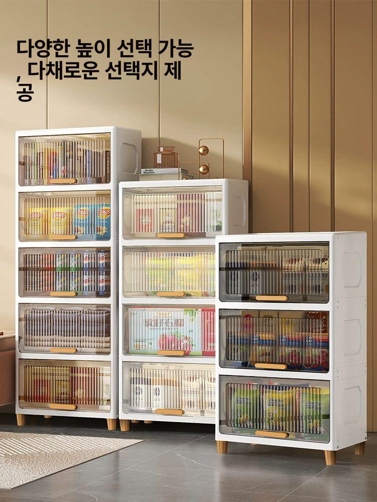 슬라이딩수납함 플라스틱 가정용 보관함 슬라이딩 캐비닛 수납함 다용도 정리 서랍장 40cm 투명화이트 깊어지고높아진버전 4단 - 상세 이미지 2