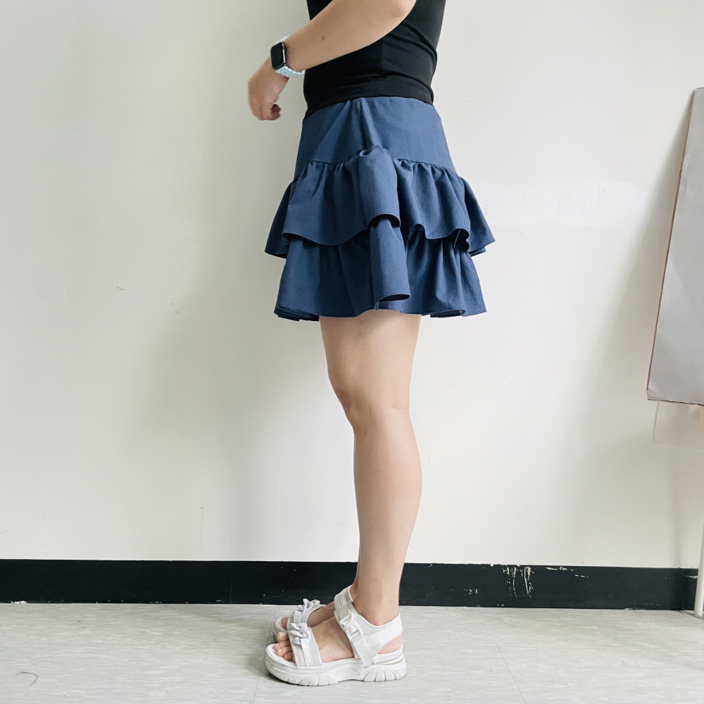 캉캉스커트 데님 블랙 밴딩 A라인 미니 스커트 - 상세 이미지 4