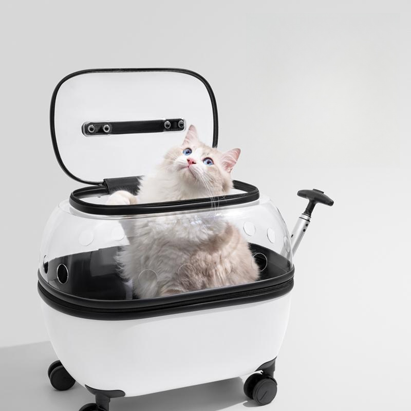 고양이 바퀴달린 캐리어 이동장 강아지 투명 가방 외출 K45 분리형접이식 11kg 4.5kg 쿠션 포함 - 상품 이미지