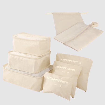 트래블 8종 여행용 다용도 캐리어 정리 파우치 세트 베이지