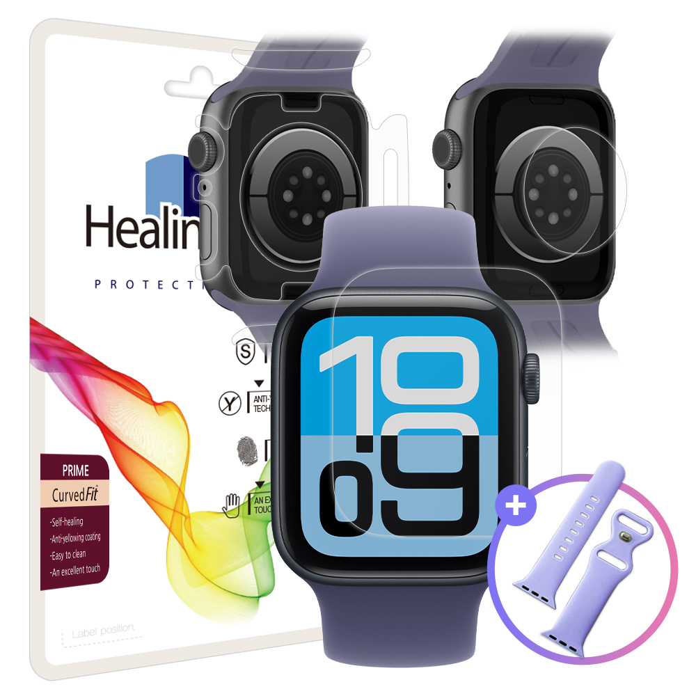애플워치SE3/2/1 44mm 액정 심박센서 측후면 고광택 보호필름 3종 세트(각 2매)