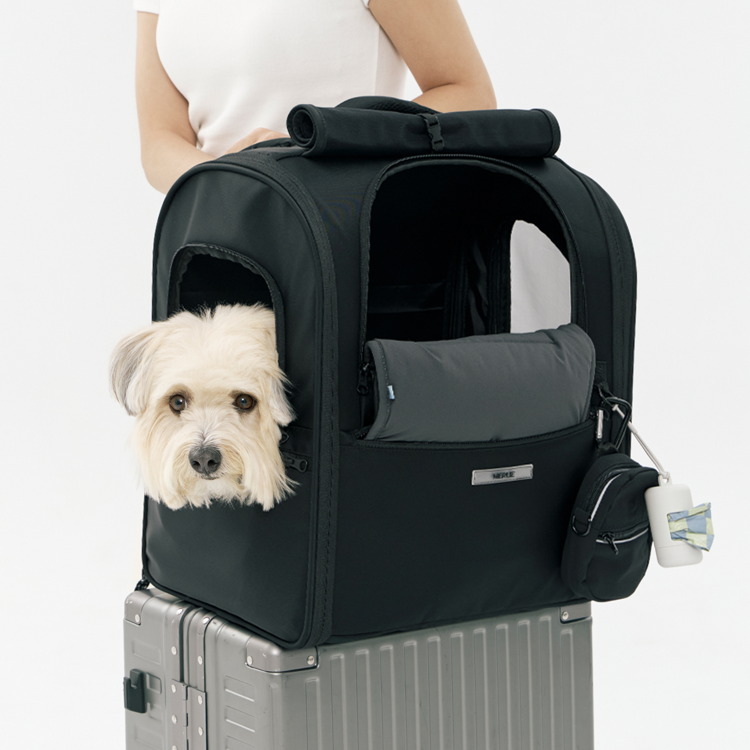 멀리 강아지 이동가방 반려견 백팩 애견 고양이 이동장 쿠션제공 마일러백팩-블랙