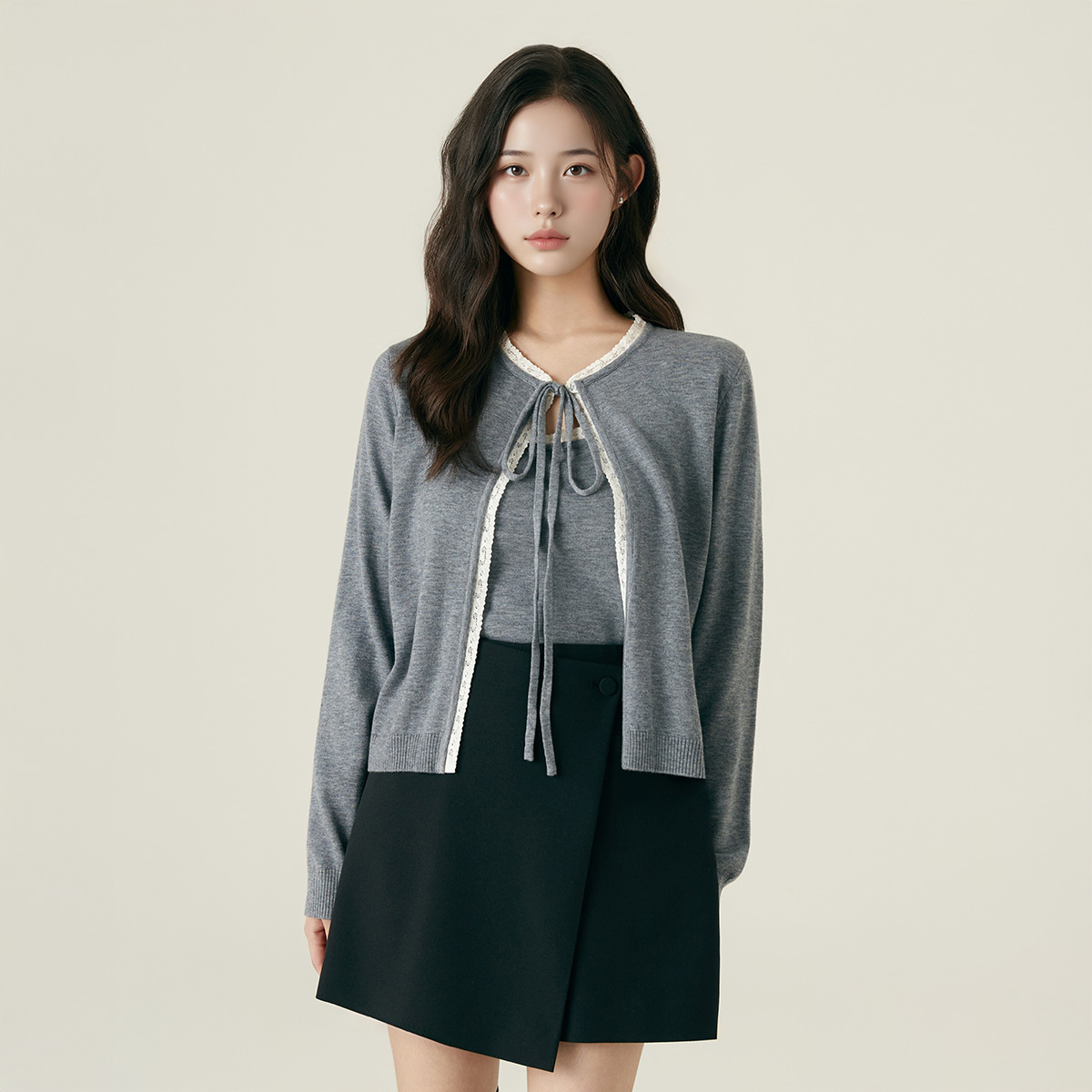 로엠 배색 나시 가디건 세트 RMCKF4TRT3