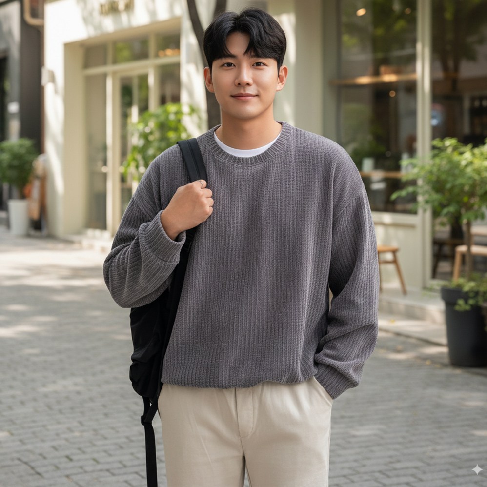 남자오버핏맨투맨 무지맨투맨 쭉티 파스텔그린 - 상세 이미지 2