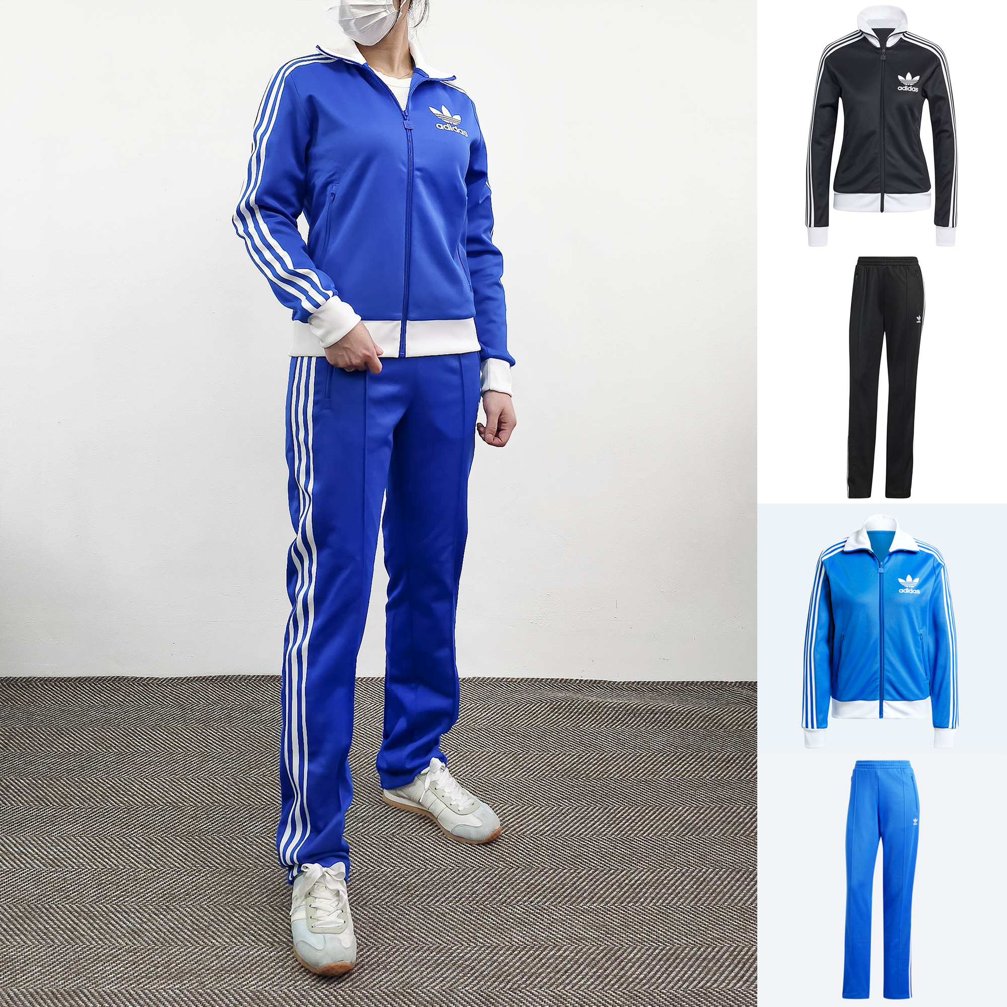 아디다스 여성 베켄바우어 세트 져지 트랙탑 추리닝바지 트레이닝복 셋업 블루, S